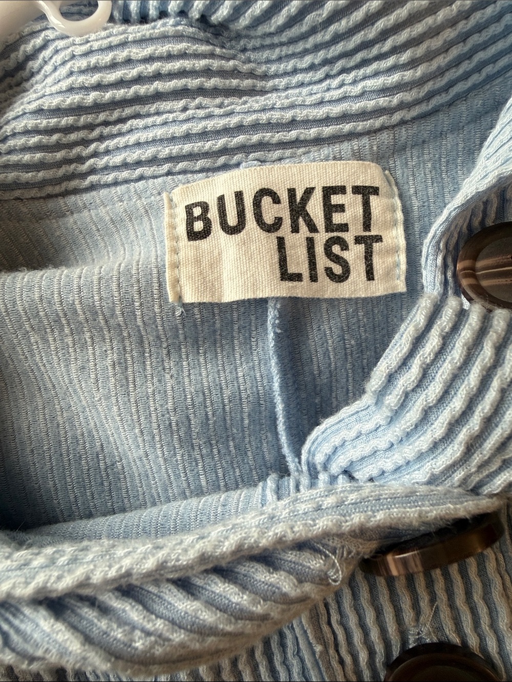 Light Blue Ribbed Button Front Top - Picture 3 of 3